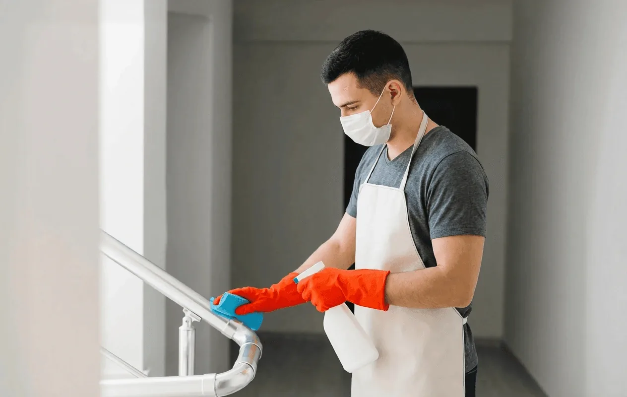 Cleaner wiping banister